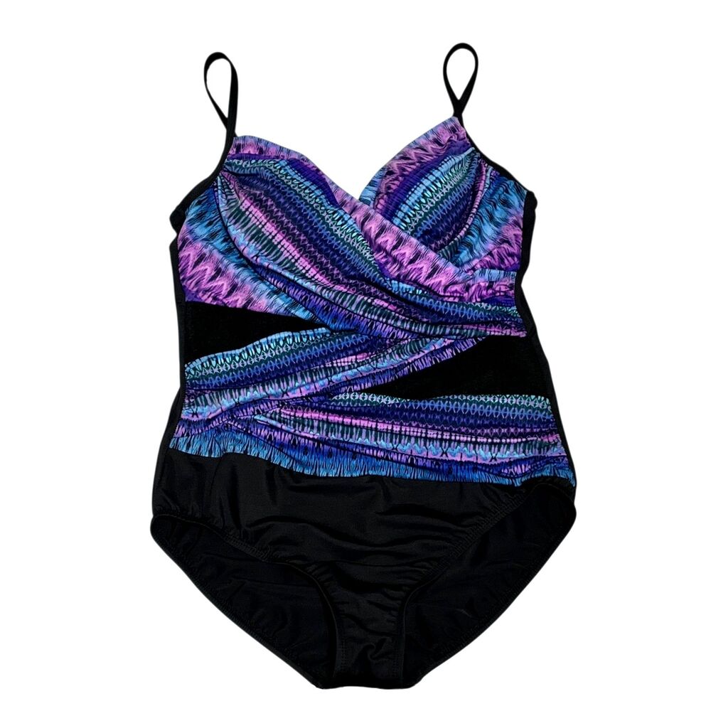 Dreamsuit Womens Swimsuit 10 Black Blue Purple Swim Bathing Slimming Control